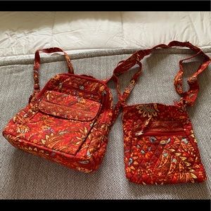 Backpack with matching cross body bag.